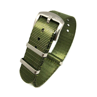 Premium Thick Woven Military Style Watch Strap - Military Green